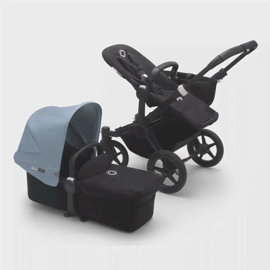 Коляска 2 в 1 Bugaboo для двойни Donkey 3 Twin Black/Black/Vapor Blue-2